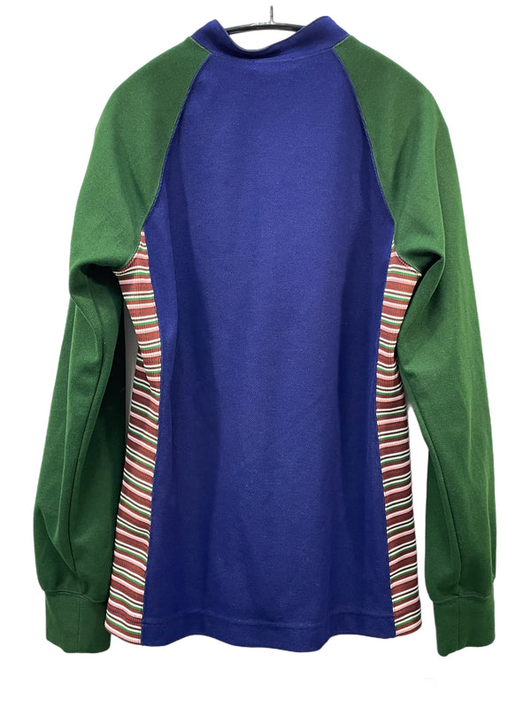 コムデギャルソン COMME des GARCONS HOMME PLUS 03AW カーブ期 ハーフ ZIPUP クレイジーパターン シャツ PK-T005 ロンT ブルー 601MT-20