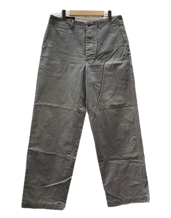 ダブルアールエル RRL CHINO PANTS チノ パンツ ワーク ボタンフライ トラウザーズ Ralph Lauren 灰 無地 44788 チノパン グレー 34×32 104MB-339