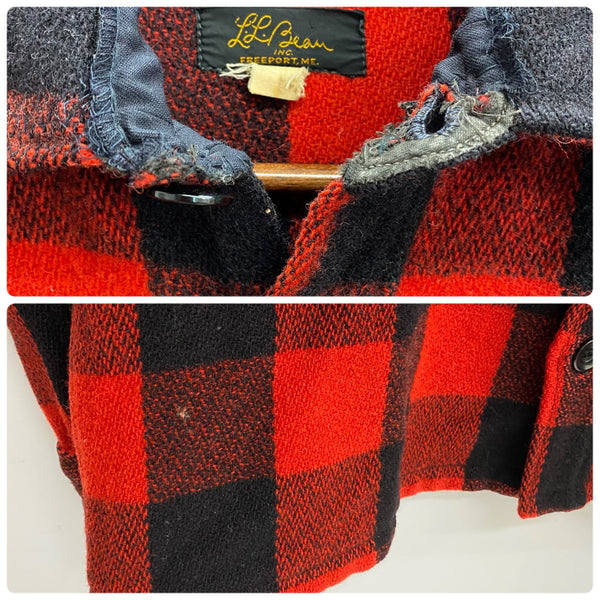 【曜日割引対象外】 エルエルビーン L.L.Bean 50's 筆記体黒タグ チェック柄 ウールジャケット 長袖シャツ レッド 201MT-4232 VB