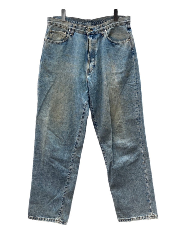 ダブルアールエル RRL DENIM PANTS デニム パンツ ボタンフライ ジーパン ジーンズ USA製 Ralph Lauren インディゴ 青 ロゴ R002 デニム ブルー 35×30 104MB-350