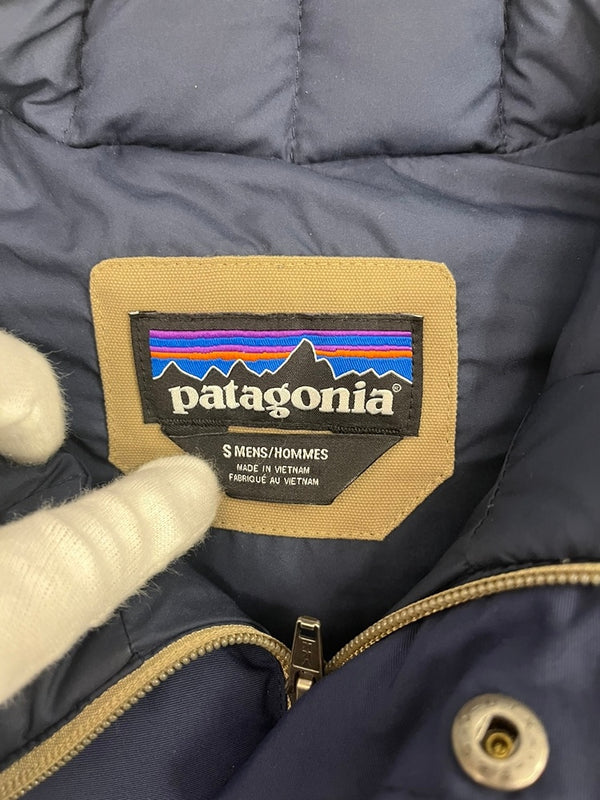 パタゴニア PATAGONIA 2015年製 Bivy Down Vest ビビーダウンベスト アウトドア 茶 紺 バイカラー 27586FA15 ベスト ベージュ Sサイズ 101MT-5127