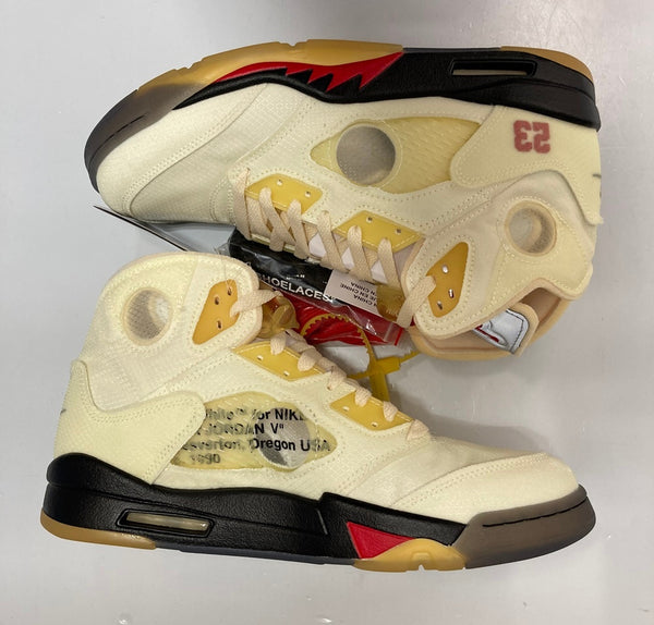 ジョーダン JORDAN Off-White × Nike Air Jordan 5 Sail オフホワイト × ナイキ エアジョーダン5 セイル エクリュ DH8565-100 メンズ靴 スニーカー ホワイト系 28.5cm 101-shoes1760