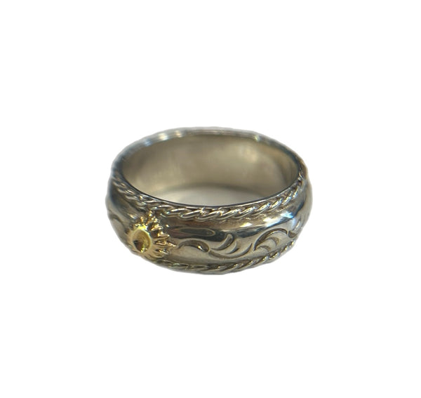 アリゾナフリーダム ARIZONA FREEDOM R-45a ゴールド小太陽神 唐草 ネイティブ系  メンズジュエリー・アクセサリー 指輪・リング シルバー 101G-212