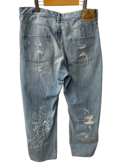 エクストララージ X-LARGE Tom And Jerry ダメージ加工 ワイド デニム パンツ 101241031022 デニム ブルー 201MB-937