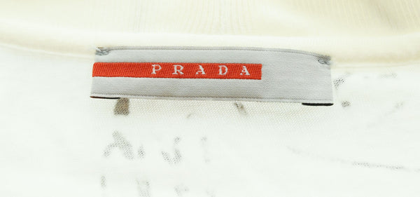 プラダ PRADA 2007ss Adam Neate アダムニートアーカイブ archive 総柄 プリント 半袖Tシャツ 白 Tシャツ ホワイト Lサイズ 103MT-2646