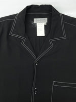 ヨウジヤマモト Yohji Yamamoto POUR HOMME OPEN SHIRT オープン シャツ ホワイトステッチ ブラウス 長袖 薄手 黒 HR-B49-249 サイズ 4 ジャケット 無地 ブラック 104MT-2118