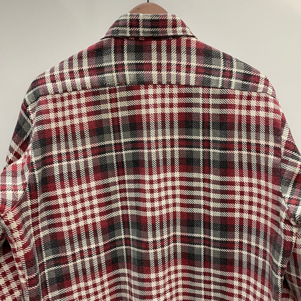 【曜日割引対象外】 ヴィンテージ vintage Sears 70's プリントネルチェックシャツ 長袖シャツ レッド 201MT-4675 VB
