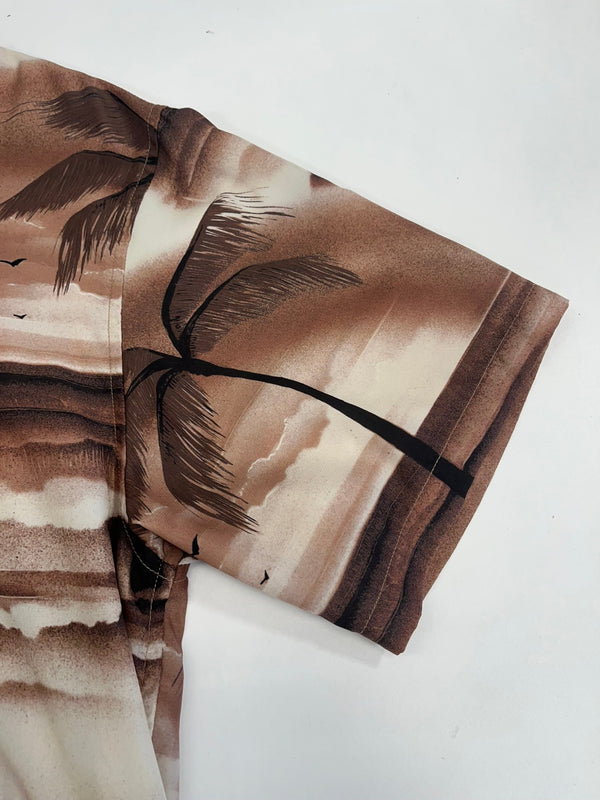 ステューシー STUSSY ISLAND SHIRT アイランドシャツ アロハシャツ 総柄 半袖シャツ ベージュ Mサイズ 101MT-4859