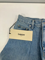 スロー バイ スライ THROW by SLY THROW J/W CURVE TUCKED PT ジャストウエスト カーブ タックド パンツ デニム ブルー 1 101LB-23