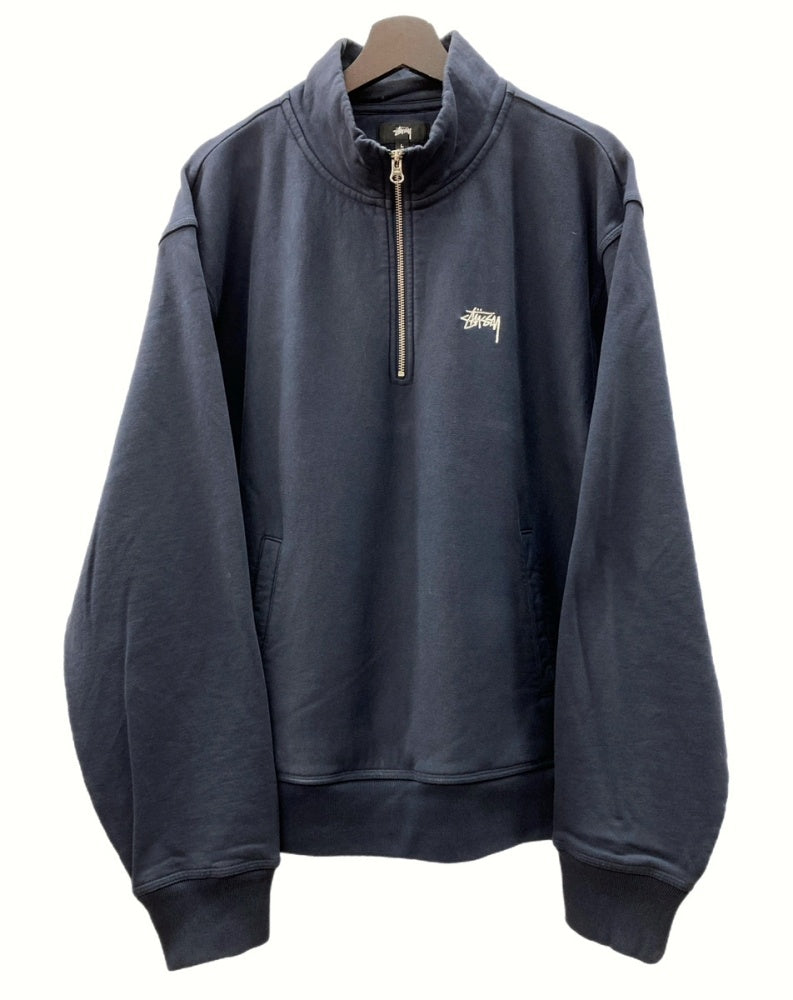 ステューシー STUSSY STOCK LOGO MOCK HALF ZIP ハーフ ジップ スウェット トレーナー 胸ロゴ 紺 スウェット ロゴ  ネイビー Lサイズ 104MT-761 | 古着通販のドンドンサガール