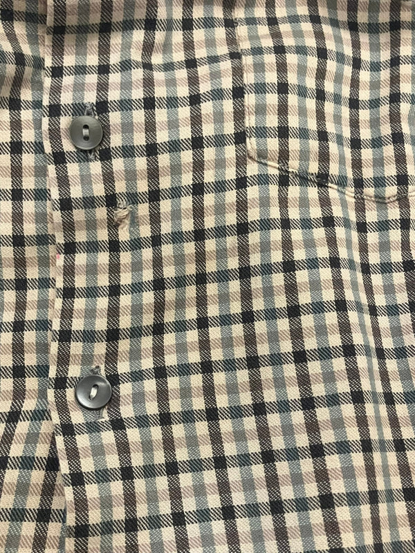 ヴィンテージ vintage 60's~ 60年代～ TOWN CRAFT J.C.Penney プリントネルシャツ チェック オープンカラー ボックス 開襟 ループカラー タウンクラフト 長袖シャツ グリーン Mサイズ 101MT-4977