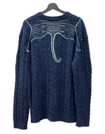 ケンゾー KENZO CREWNECK TIGER KNIT クルーネック タイガー ニット セーター ラメ 刺繍 厚手 長袖 紺 F965PU2513XE セーター ロゴ ネイビー XLサイズ 104MT-1964