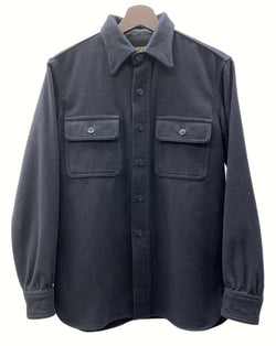 アットラスト AtLast&Co. Wool Shirt ウール シャツ ジャケット アンカーボタン 紺 38 長袖シャツ 無地 ネイビー 104MT-448