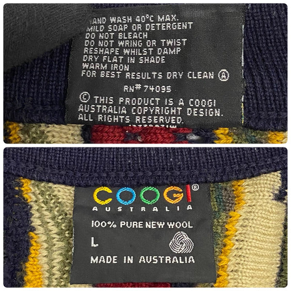 【曜日割引対象外】 クージー COOGI 90's 3Dニットカーディガン カーディガン マルチカラー Lサイズ 201MT-4034