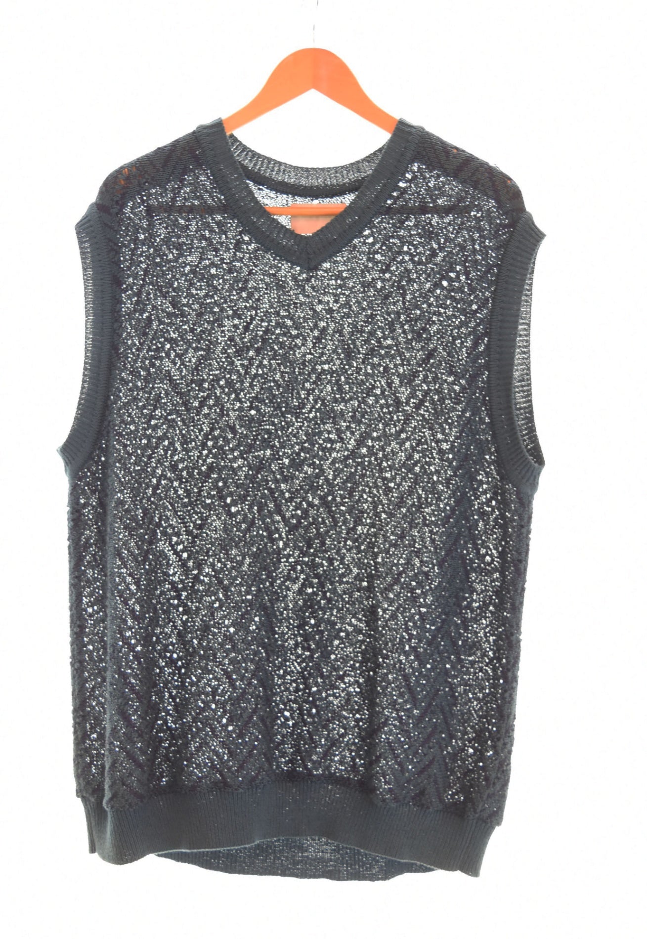 ヨーク YOKE HERRINGBONE MESH V-NECK VEST ニットベスト 緑 ベスト 