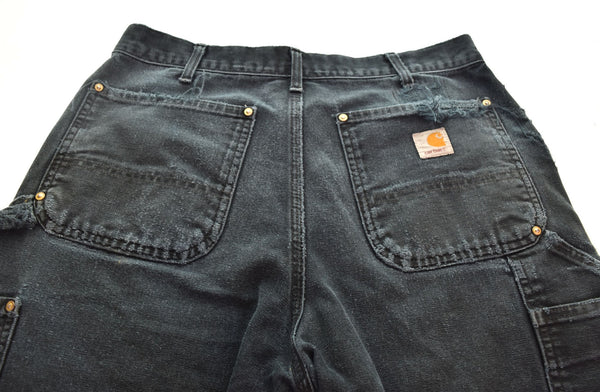 カーハート CarHartt ダブルニー ダメージ ワークパンツ クラッシュ リペア カットオフ パンツ 黒 デニム ブラック 103MB-480