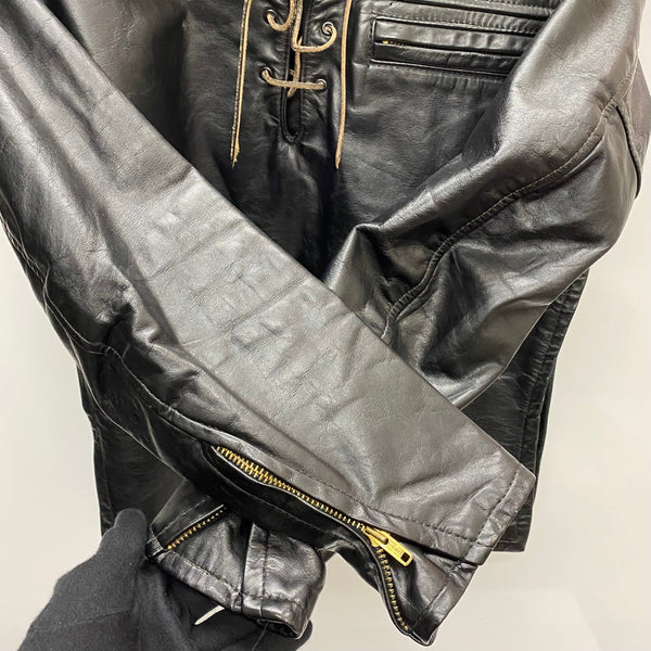 【曜日割引対象外】 ヴィンテージ vintage 70's Taubers レザープルオーバーシャツ ジャケット ブラック 38サイズ 201MT-4460 VB