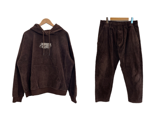 バッズプール BUDSPOOL ×APHRODITE GANG アフロディーテギャング コーデュロイプルオーバー パーカー スーツ・セットアップ ブラウン Lサイズ 101MB-704