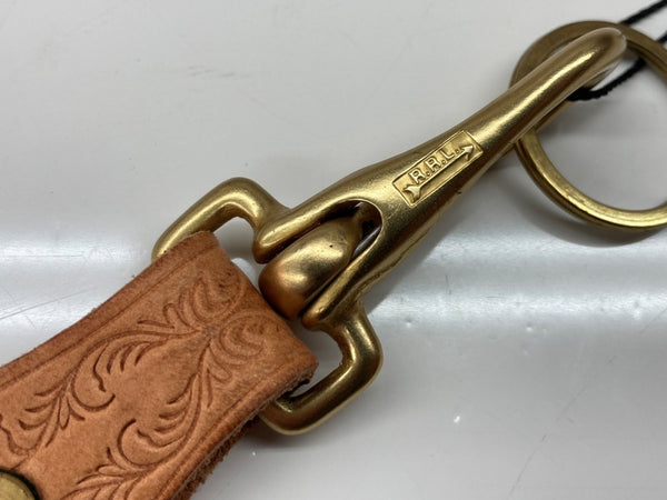 ダブルアールエル RRL LEATHER KEY CHAIN レザー キー チェーン キーリング キーホルダー Ralph Lauren ラルフローレン 茶 金 メンズジュエリー ウォレットチェーン・キーチェーン 総柄 ゴールド 104A-63