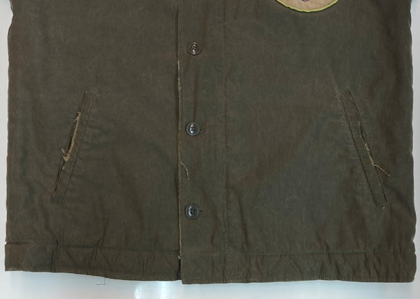 ヒューストン HOUSTON N-1 DECK JACKET デッキ ジャケット ミリタリー ジップアップ 裏ボア 軍物 アウター 緑 サイズ 38R ジャケット キャラクター グリーン 104MT-1808