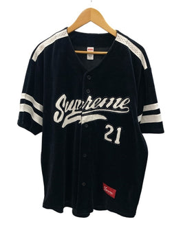 シュプリーム SUPREME Velour Baseball Jersey Black ベロア ベースボールジャージー 20AW 黒 半袖 半袖シャツ ロゴ ブラック Lサイズ 101MT-2578