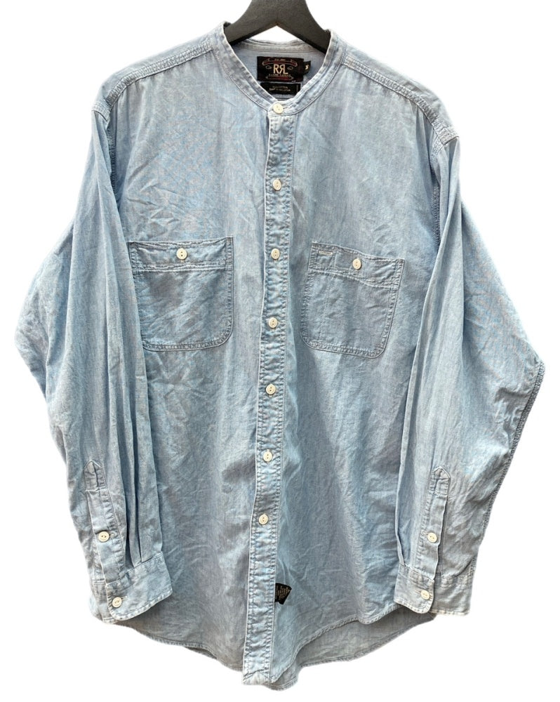 ダブルアールエル RRL 90s 三ツ星タグ SHIRT バンドカラー 猫目ボタン