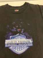 ハーレーダビッドソン Harley-Davidson 00's パープルタイガー バーアンドシールド ロゴ 馬 ホース アニマル 両面 プリント Tシャツ ブラック Mサイズ 101MT-4534