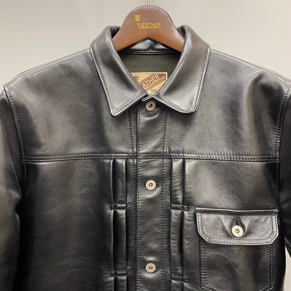 【曜日割引対象外】 ワイツーレザー Y'2 LEATHER ANILINE HORSE 1st Type G JACKET ジャケット ブラック 42サイズ 201MT-3637 VB