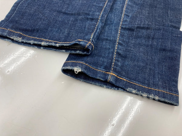 ディースクエアード DSQUARED2 22AW SLIM JEANS スリム ジーンズ デニム パンツ ダメージ加工 ボタンフライ 紺 ワンポイント S74LB1152 S30342 デニム ネイビー サイズ46 104MB-393