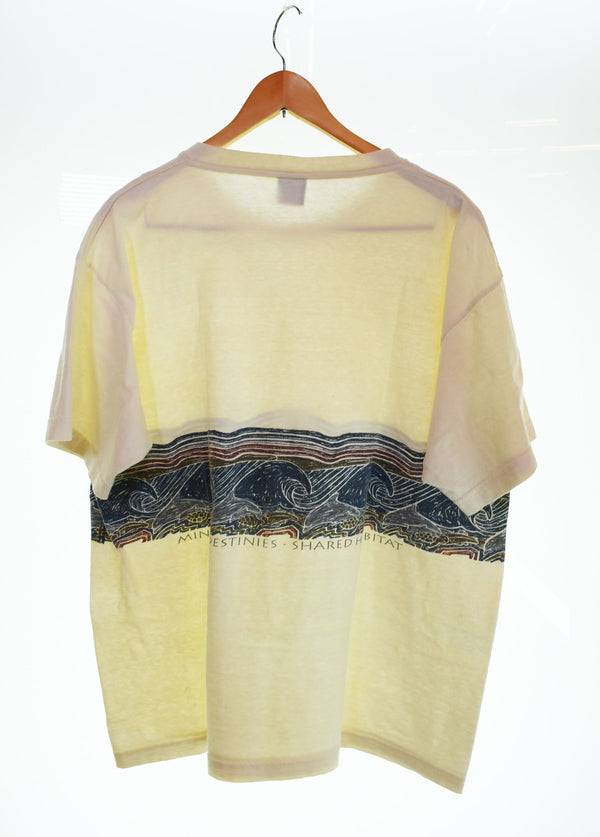 パタゴニア PATAGONIA  90s 90's 90年代 USA製 黒タグ生態系プリントTee 希少 Tシャツ ホワイト Lサイズ 103MT-2746