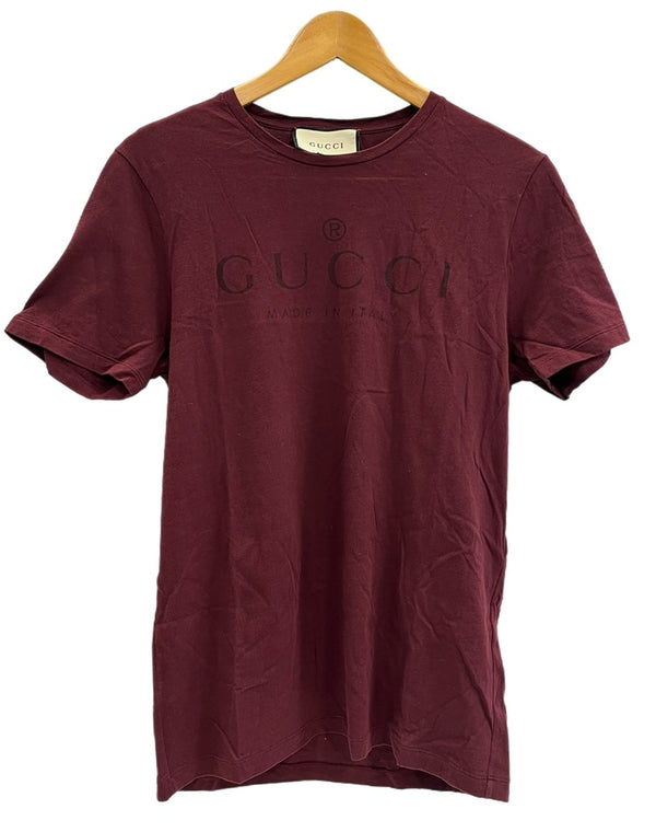 グッチ GUCCI トーナルロゴ ロゴプリント クルーネック 半袖カットソー ボルドーカラー 441685 Tシャツ ワインレッド Mサイズ 101MT-4839