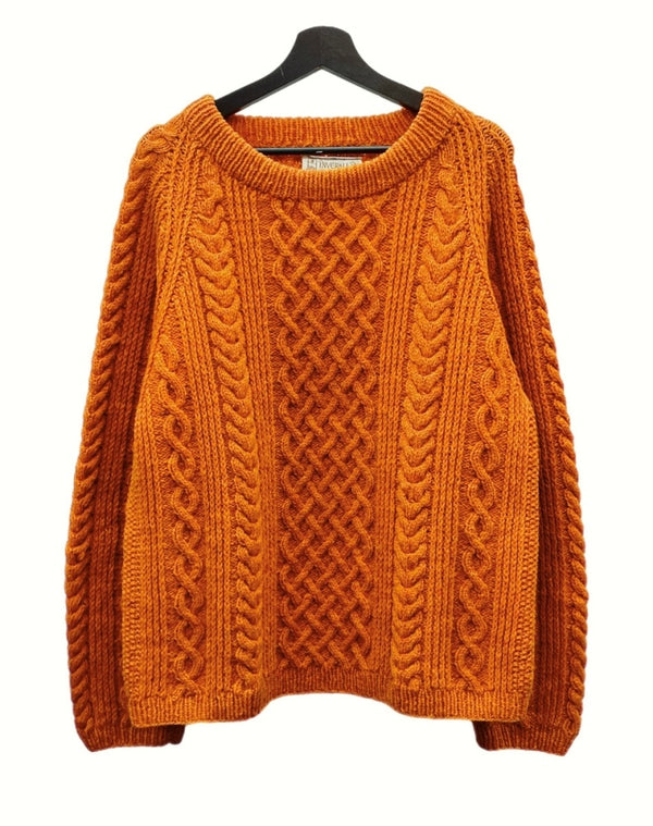 インバーアラン INVERALLAN Cable Knit ケーブル ニット セーター カーディガン クルーネック セーター 無地 オレンジ 104MT-880