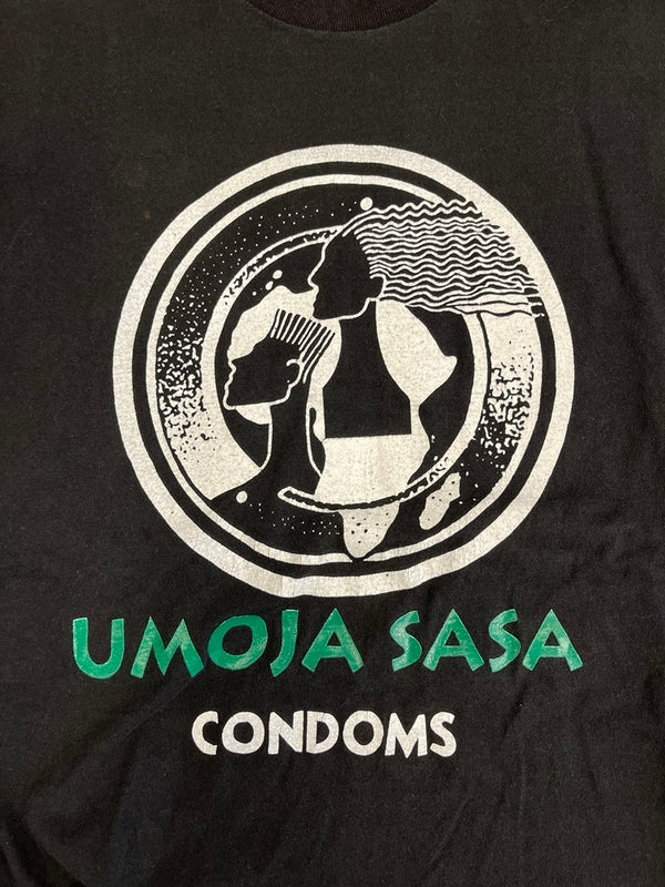 ヴィンテージ vintage UMOJA SASA CONDOMS LEE US古着 黒 プリントTシャツ XL Tシャツ ブラック LLサイズ 101MT-4676