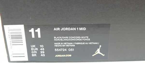 ナイキ NIKE  Air Jordan 1 Mid Black Dark Concord エアジョーダン1 ミッド "ブラックダークコンコルドスニーカー 554724-051 メンズ靴 スニーカー ブラック 29cm 103S-879