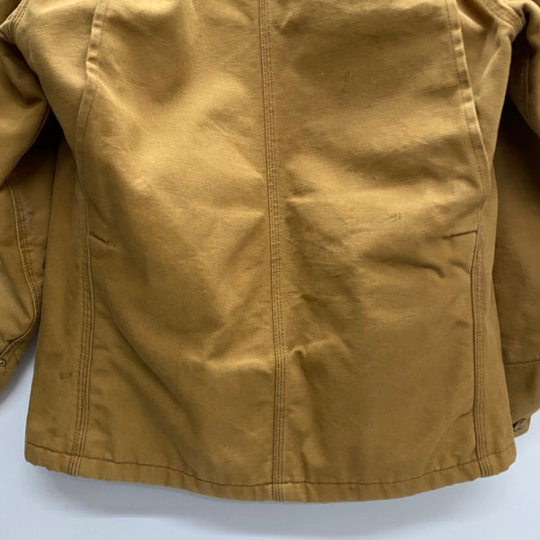【曜日割引対象外】 カーハート Carhartt 80's ミシガンチョアコート フード付き ダックカバーオール USA製 ジャケット ベージュ 38サイズ 201MT-3737 VB