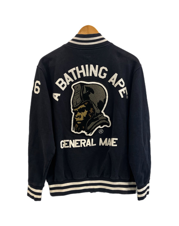 ア ベイシング エイプ A BATHING APE 00s 初期 SWEAT VARSITY JACKET GENERAL MADE ジェネラル スタジャン スウェット 裏原 ヴィンテージ BAPE ジャケット ブラック Mサイズ 101MT-5137
