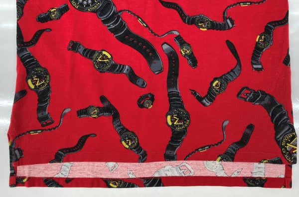 ラルフローレン RalphLauren POLO SPORT 90s CLOCK POLO SHIRT クロック ポロ シャツ USA製 腕時計 半袖 赤 半袖ポロシャツ 総柄 レッド Lサイズ 104MT-2350