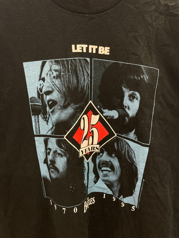 バンド band THE BEATLES ビートルズ 25周年 LET IT BE フォトTシャツ バンドTシャツ 黒 US古着 XL Tシャツ ブラック LLサイズ 101MT-2980