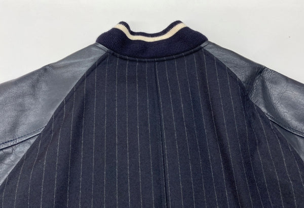 ステューシー STUSSY × fragment フラグメント Varsity jacket バーシティ ジャケット スタジャン 紺 ジャケット 無地 ネイビー Lサイズ 104MT-2063