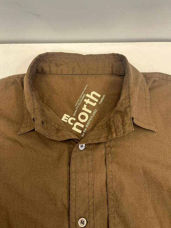 エレクトリックコテージ ELECTRIC COTTAGE 00s 00's EC NORTH 2002 コットンシャツ 裏原 長袖シャツ ブラウン Mサイズ 101MT-4865
