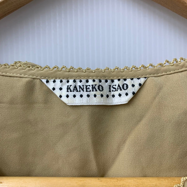 カネコイサオ kaneko isao ワンダフルワールド リボン ブラウス フリル パールボタン 半袖シャツ ベージュ 201LT-435