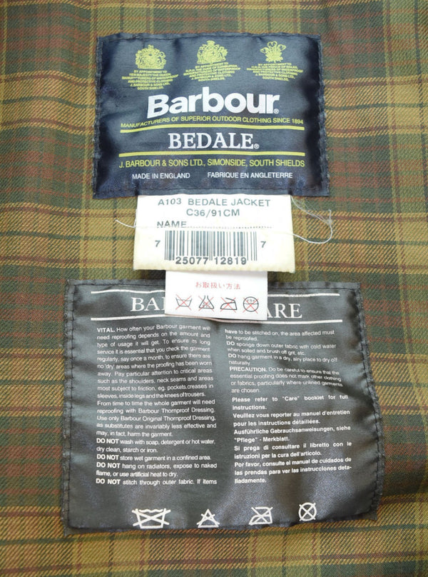 バブアー Barbour 00s BEDALE オイルドホースライディングジャケット 2000年イギリス製 A103 C36 ジャケット ブラウン 103MT-2899