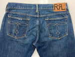 ダブルアールエル RRL DENIM PANTS デニム パンツ ボタンフライ ジーパン ジーンズ USA製 Ralph Lauren インディゴ 青 ロゴ デニム ブルー 29/34 104MB-237