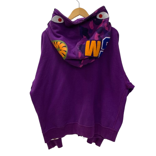 ア ベイシング エイプ A BATHING APE SHARK FULL ZIP HOODIE 001ZPI301018M パーカ パープル Mサイズ 201MT-3873
