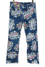 ヒステリックグラマー HYSTERIC GLAMOUR 初期タグ KINKY JEANS ストレートデニム STRAIGHT DENIM ロゴプリント スター 星 Y2K 平成 日本製 インディゴ 2AP-0752 デニム 総柄 ネイビー Mサイズ 104LB-50