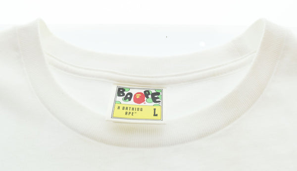 アベイシングエイプ A BATHING APE BAPE Tシャツ カットソー 半袖 ロゴ 迷彩 カモフラ柄  Tシャツ ホワイト Lサイズ 103MT-2999