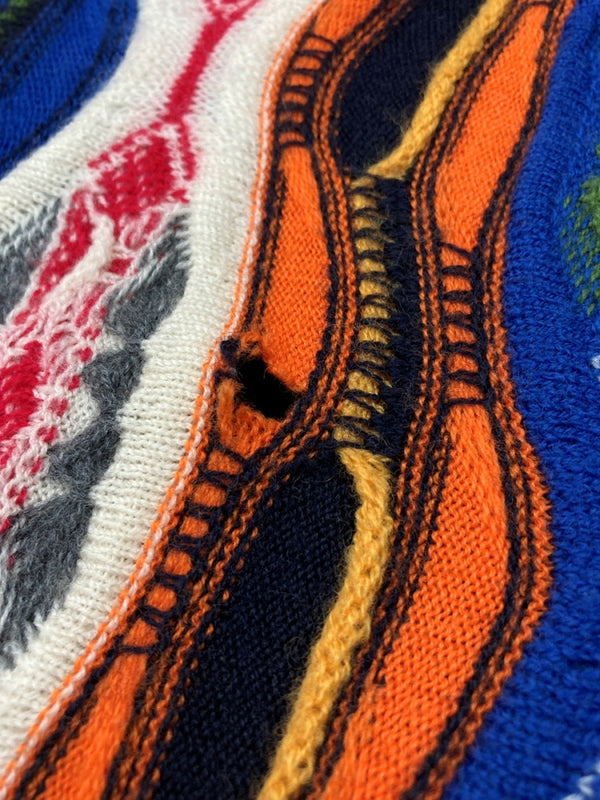 クージー COOGI 90s 3D KNIT ニット セーター クルーネック カラフル セーター 総柄 マルチカラー Sサイズ 104MT-625