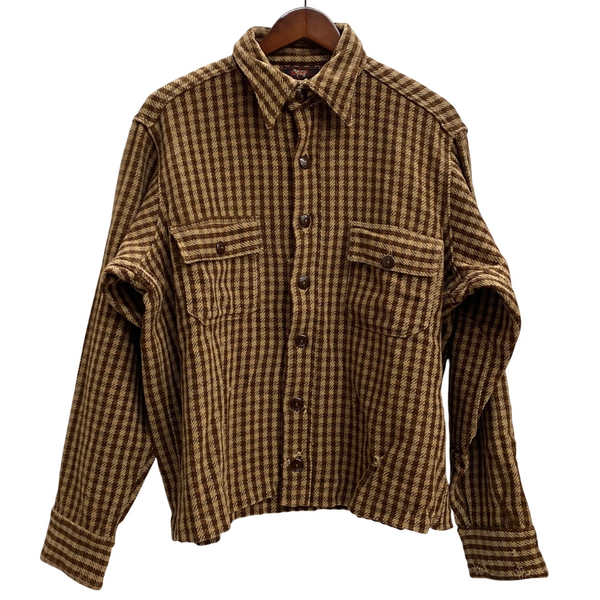 【曜日割引対象外】 ヴィンテージ vintage 30's WOOLRICH Wool Shirt NRAタグ チェック 長袖シャツ ブラウン 201MT-3804 VB