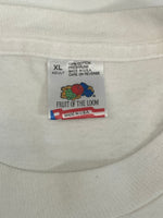 US US古着 90's 90年代 FRUIT OF THE LOOM Human-i-Tees EYE ON SURVIVAL アニマルプリント アートT MADE IN USA アメリカ製 ヴィンテージ VINTAGE XL Tシャツ ホワイト LLサイズ 101MT-4914