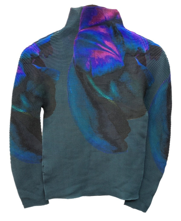 イッセイミヤケ ISSEY MIYAKE ミー me グラデーション シアー トップス ボックスプリーツ BOX PLEATS ポリエステル フィリピン製 グリーン系 MULTI COLOR MI01FJ241 長袖カットソー マルチカラー 104LT-237